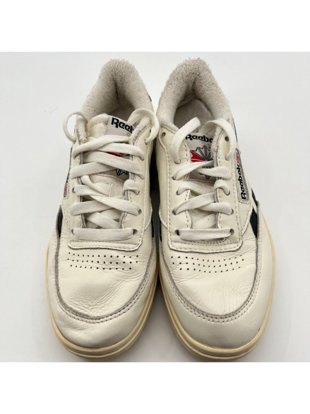 Reebok Club C Double Womens Size 5.5 Chalk Black Athletic Leather Shoes Sneakers - Picture 5 of 10